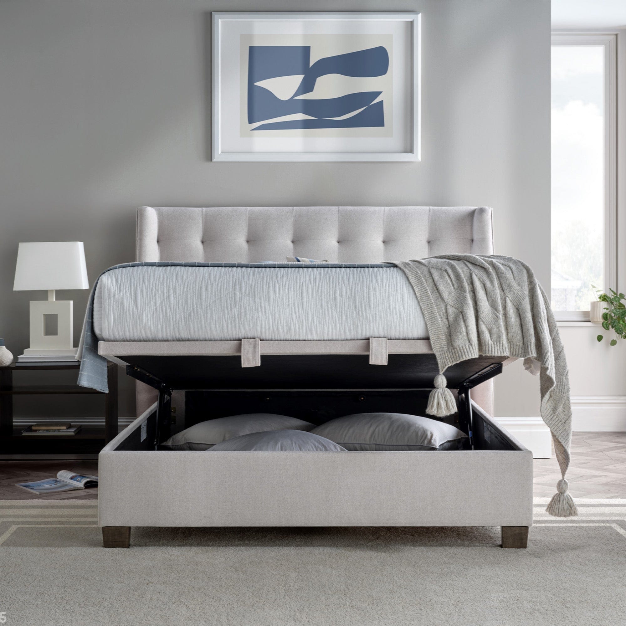 Hazel - 135cm (Double) Ottoman Bed In Maskat Clay