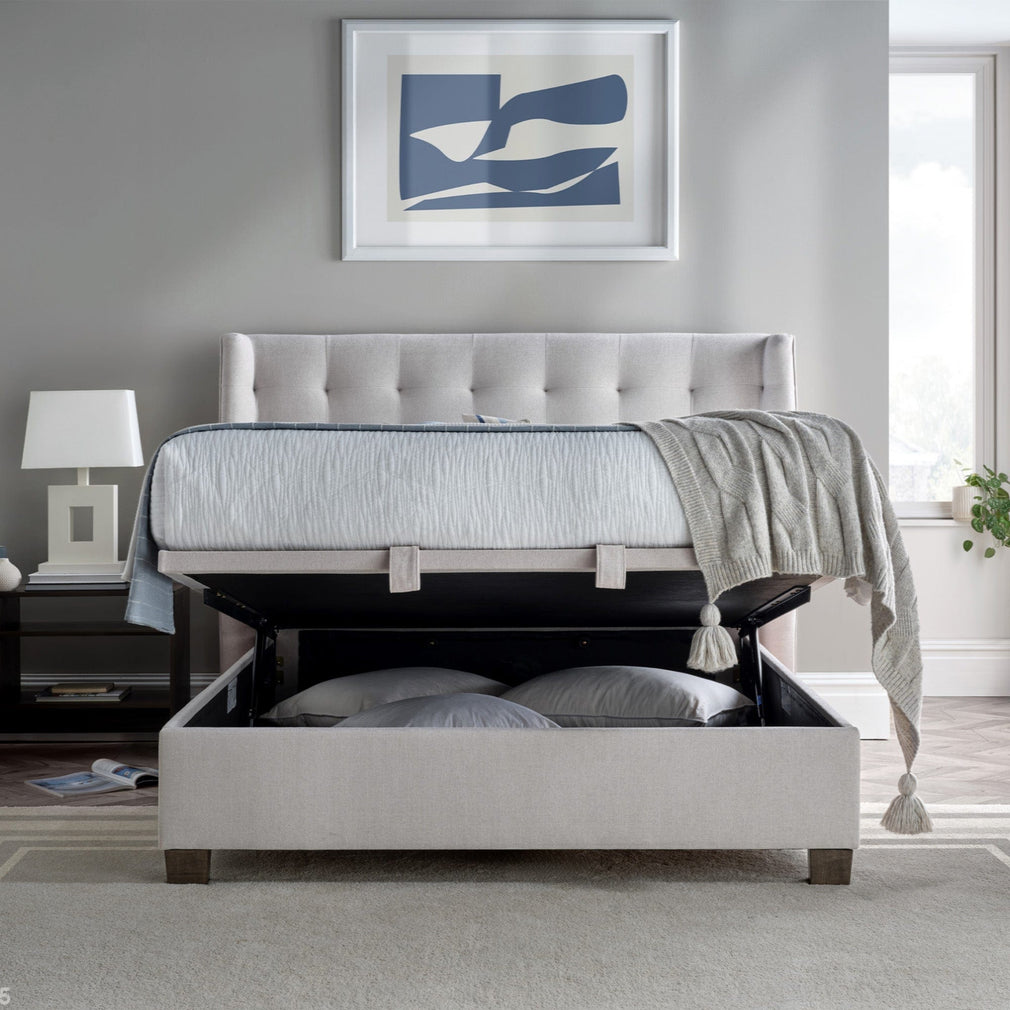 Hazel - Ottoman Bed Frame, Maskat Clay