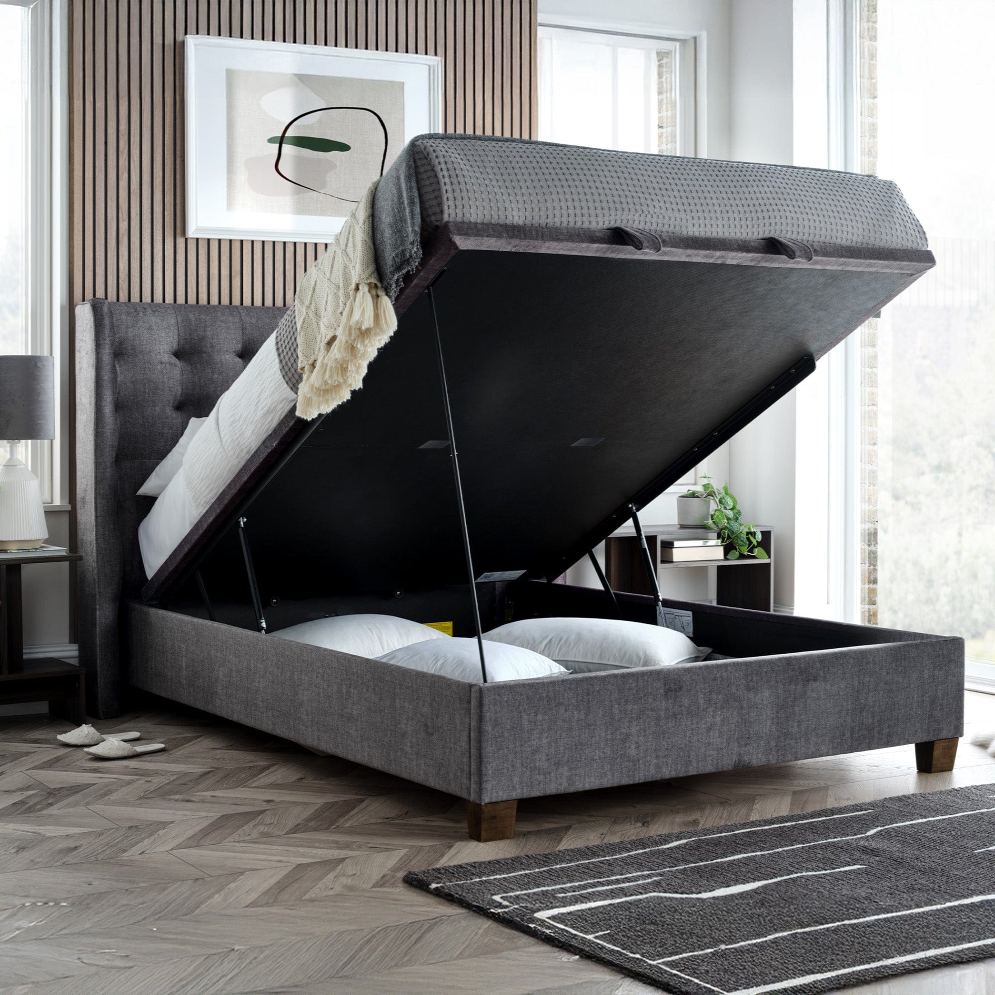 Hazel - Ottoman Bed, Vougue Grey