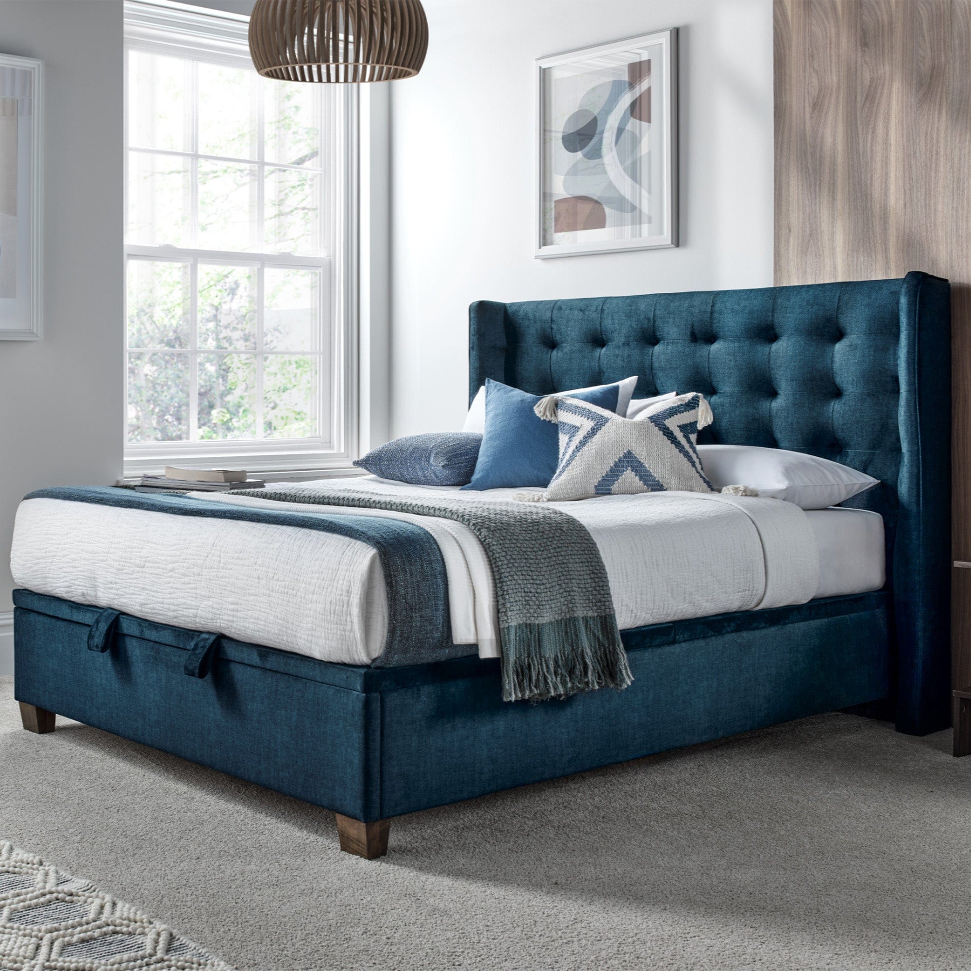 Hazel - 150cm (King) Ottoman Bed In Vougue Deep Ocean
