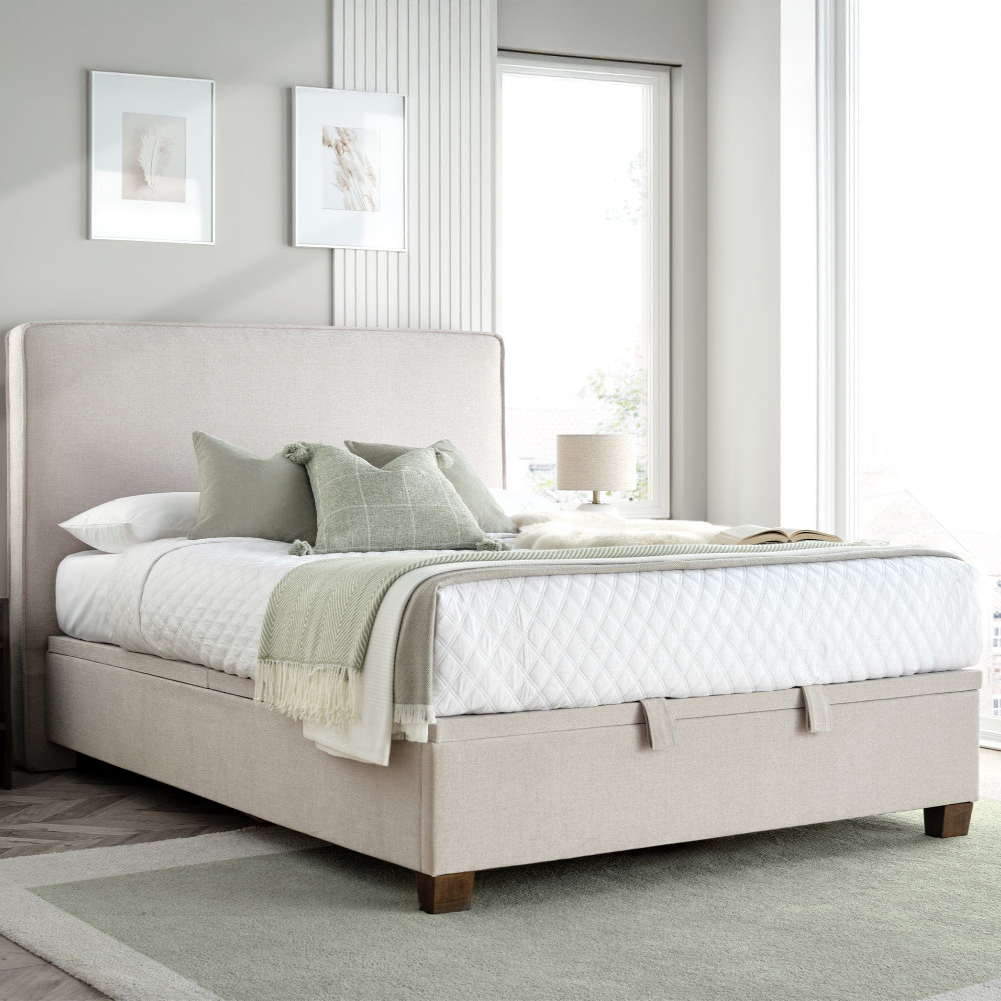 Juniper - 150cm (King) Ottoman Bed In Maskat Clay