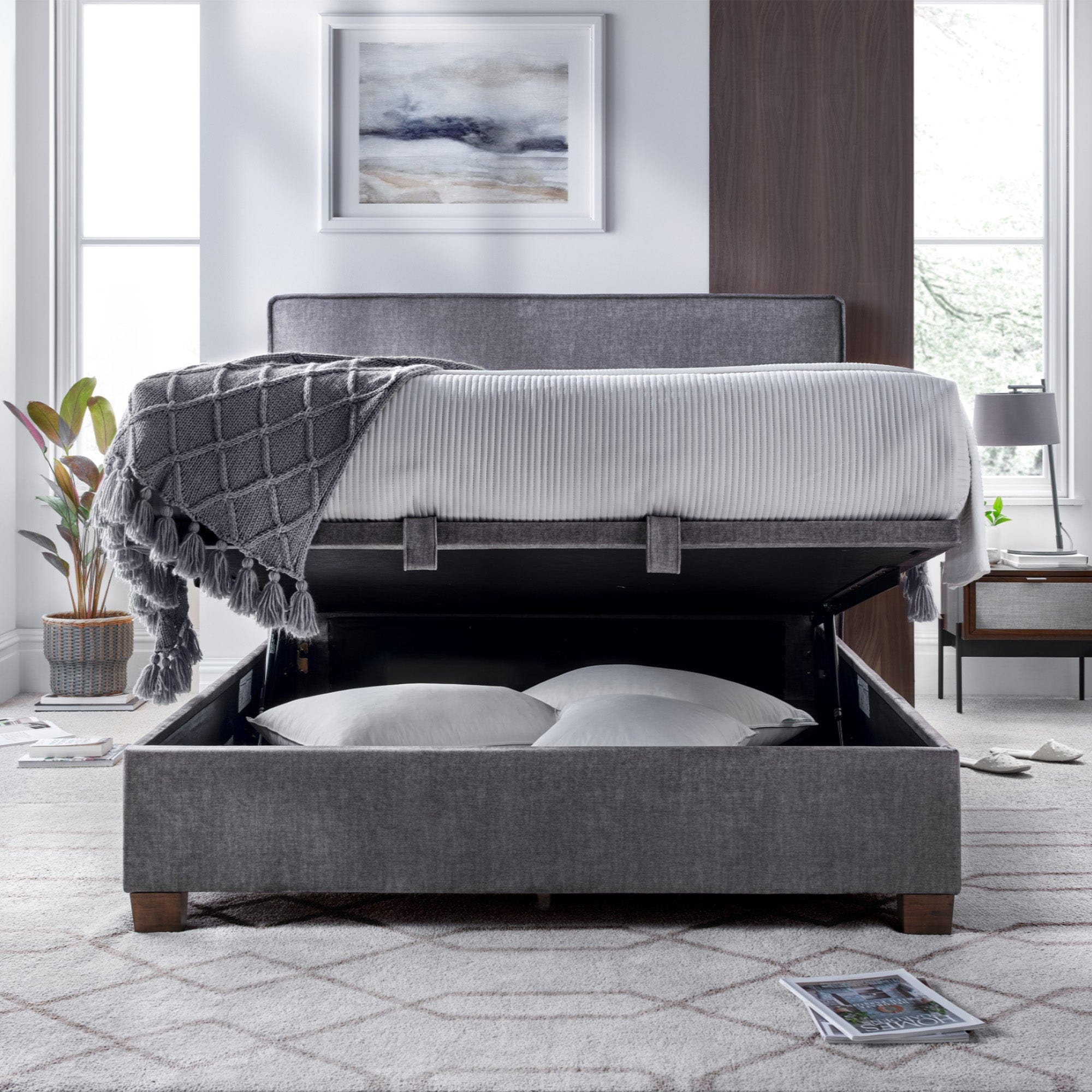 Juniper - 150cm (King) Ottoman Bed  In Vougue Grey