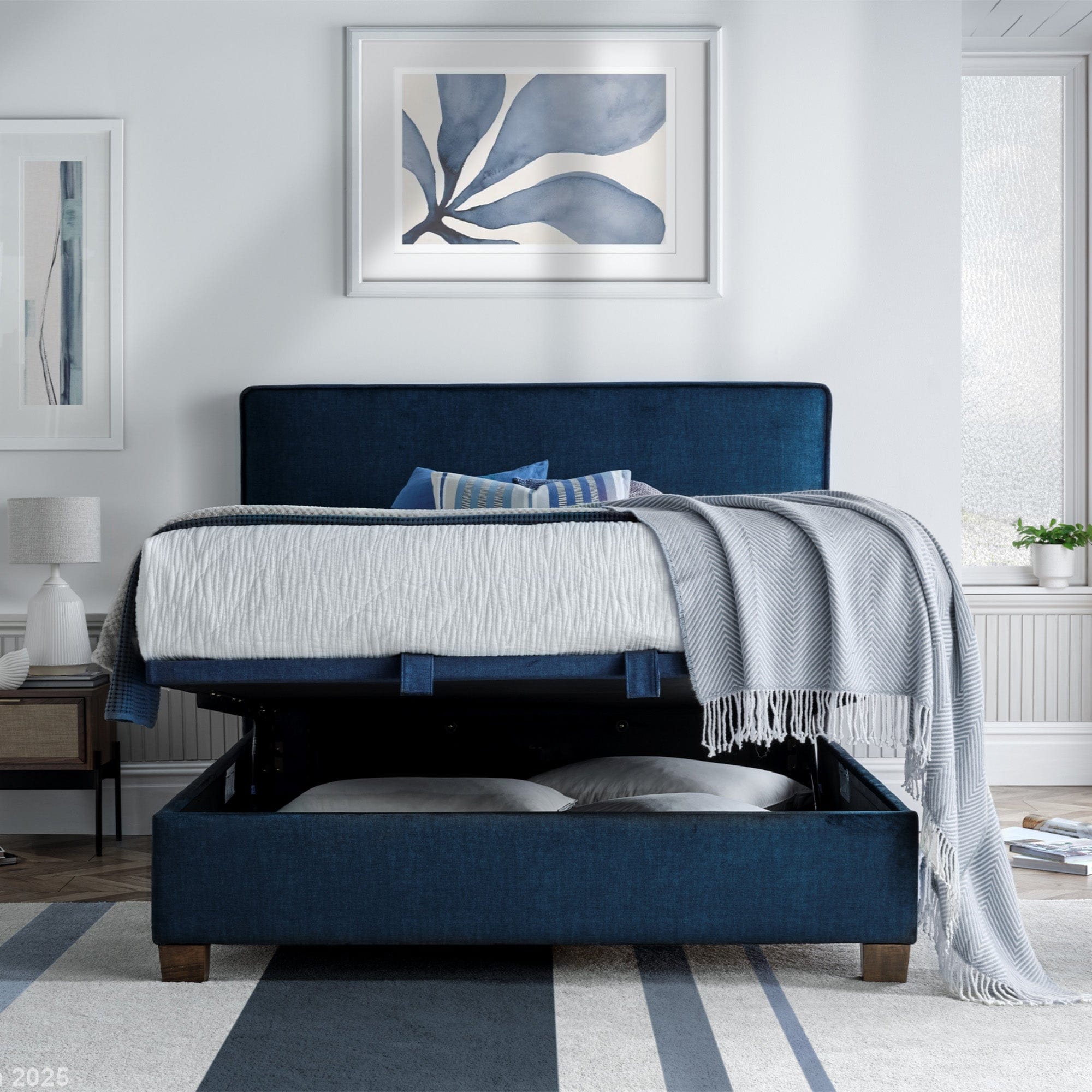 Juniper - 180cm (Super King) Ottoman Bed In Vougue Deep Ocean