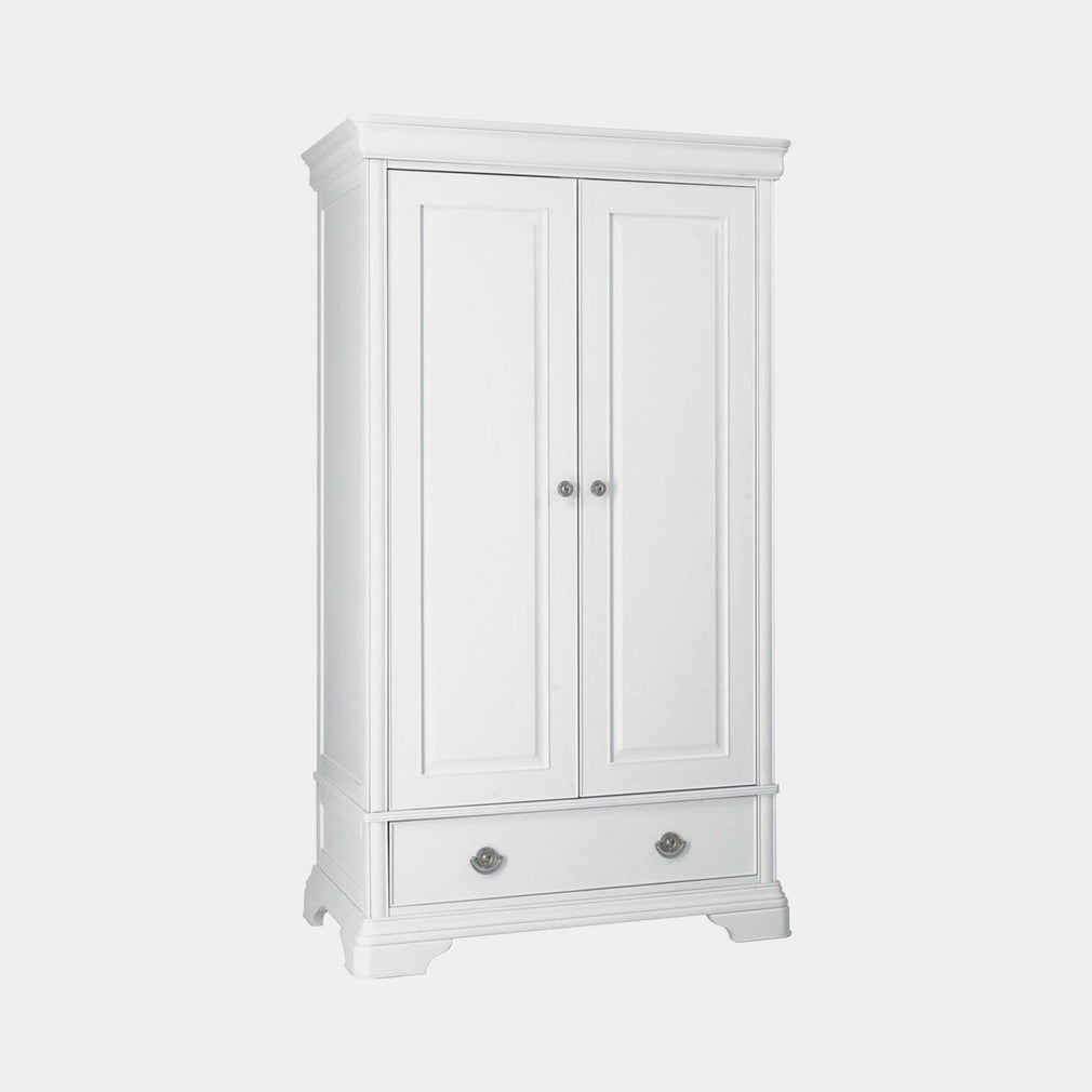 9016-82 Double Wardrobe White Finish (Top Supplied Packed Flat-Base Assembled)