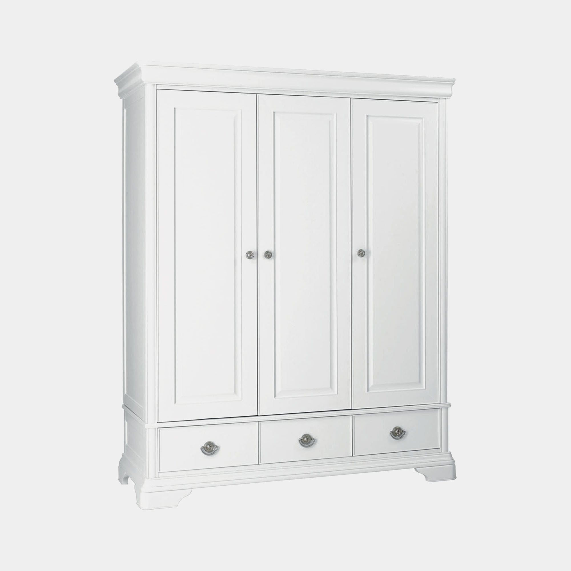 9016-83 Triple Wardrobe White Finish (Top Supplied Packed Flat-Base Assembled)