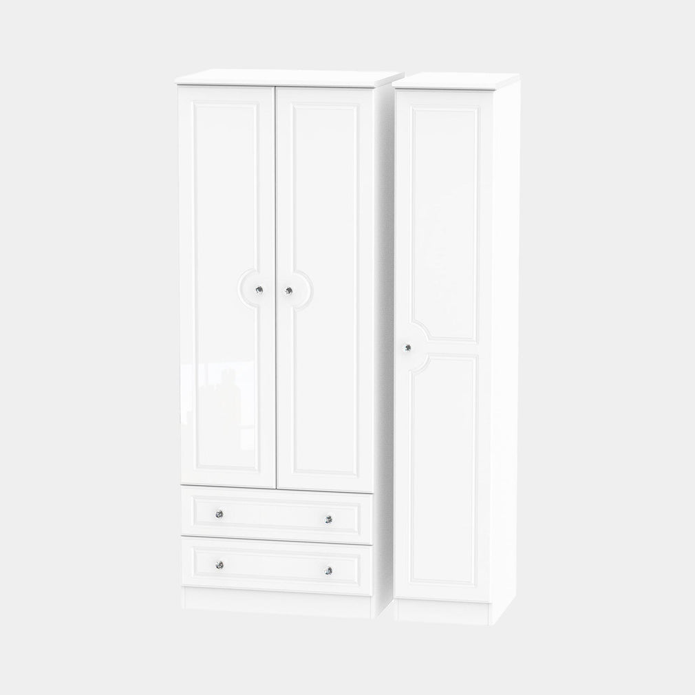 Lincoln - Wardrobe With Drawers 111cm 3 Door 2 Large Drawer