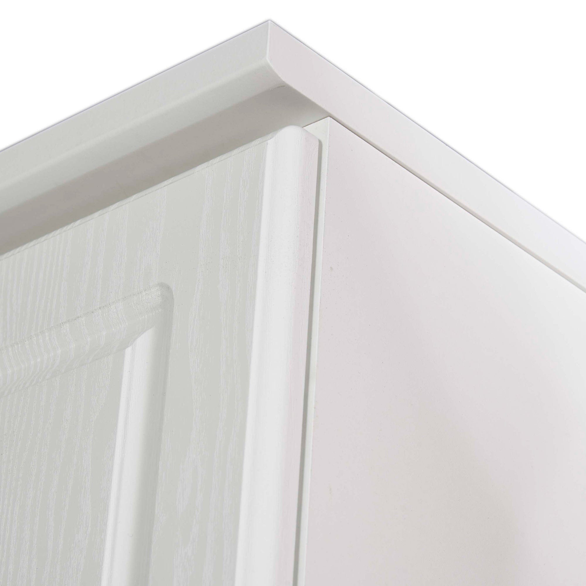 Lincoln - Tall Triple Door Robe With 2 Drawers White High Gloss With Crystal Handles