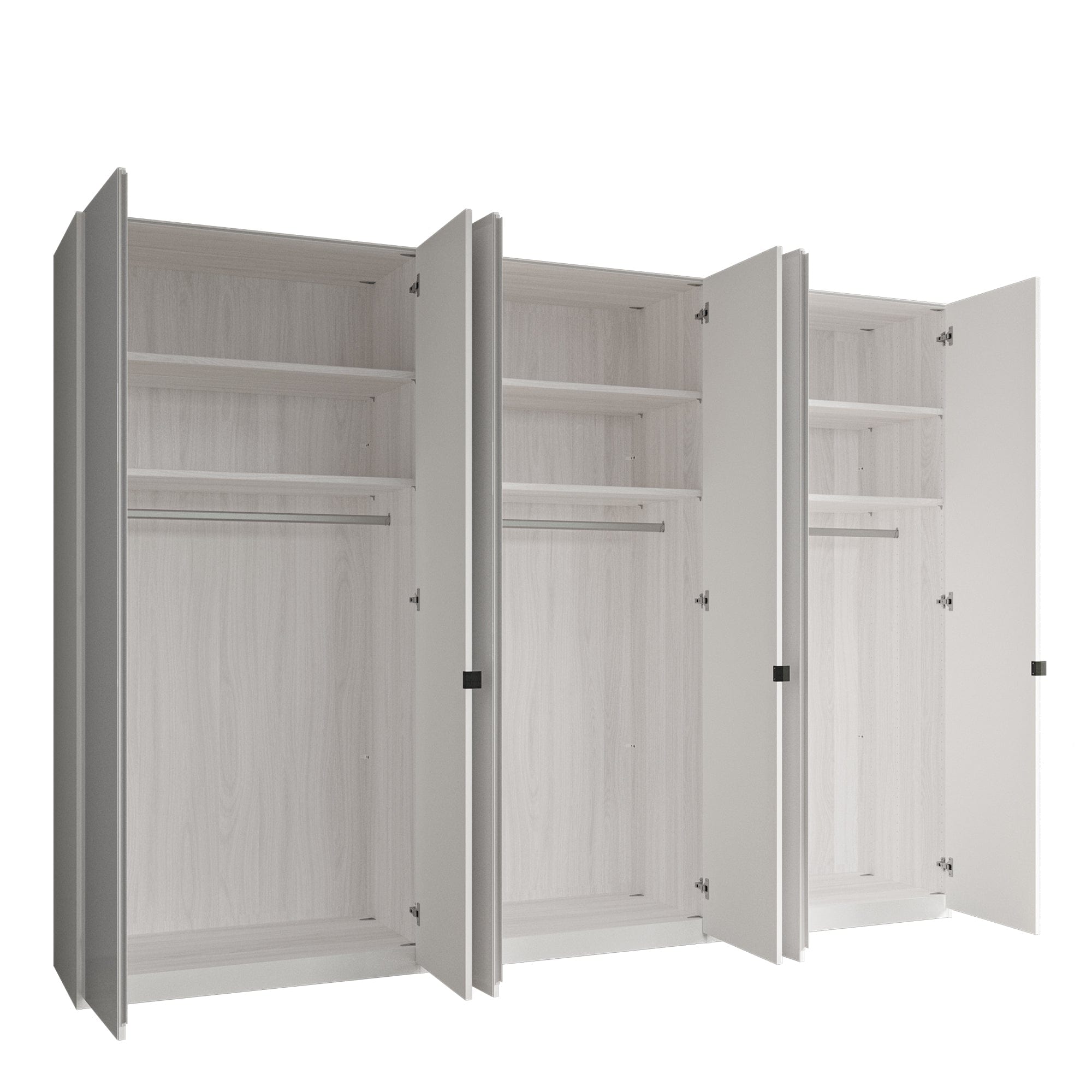 Florida - Mirrored Wardrobe 300cm 6 Door Hinged Robe (H216cm), Mirror Front