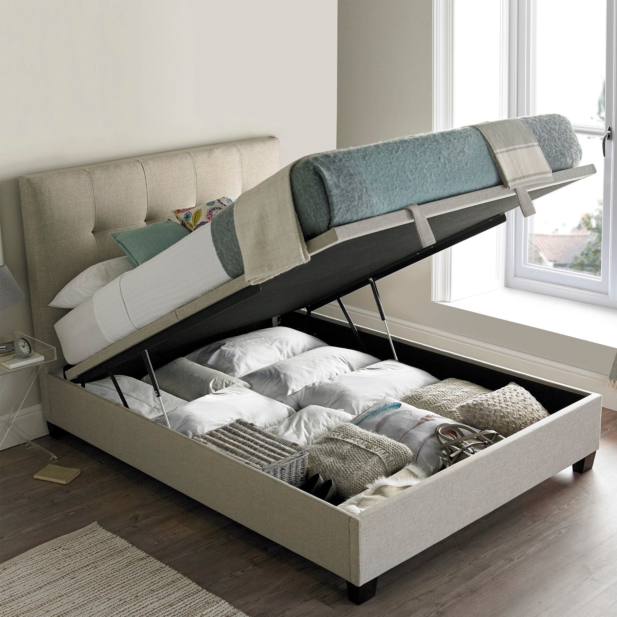 Nicola - Ottoman Bed Frame, Oatmeal