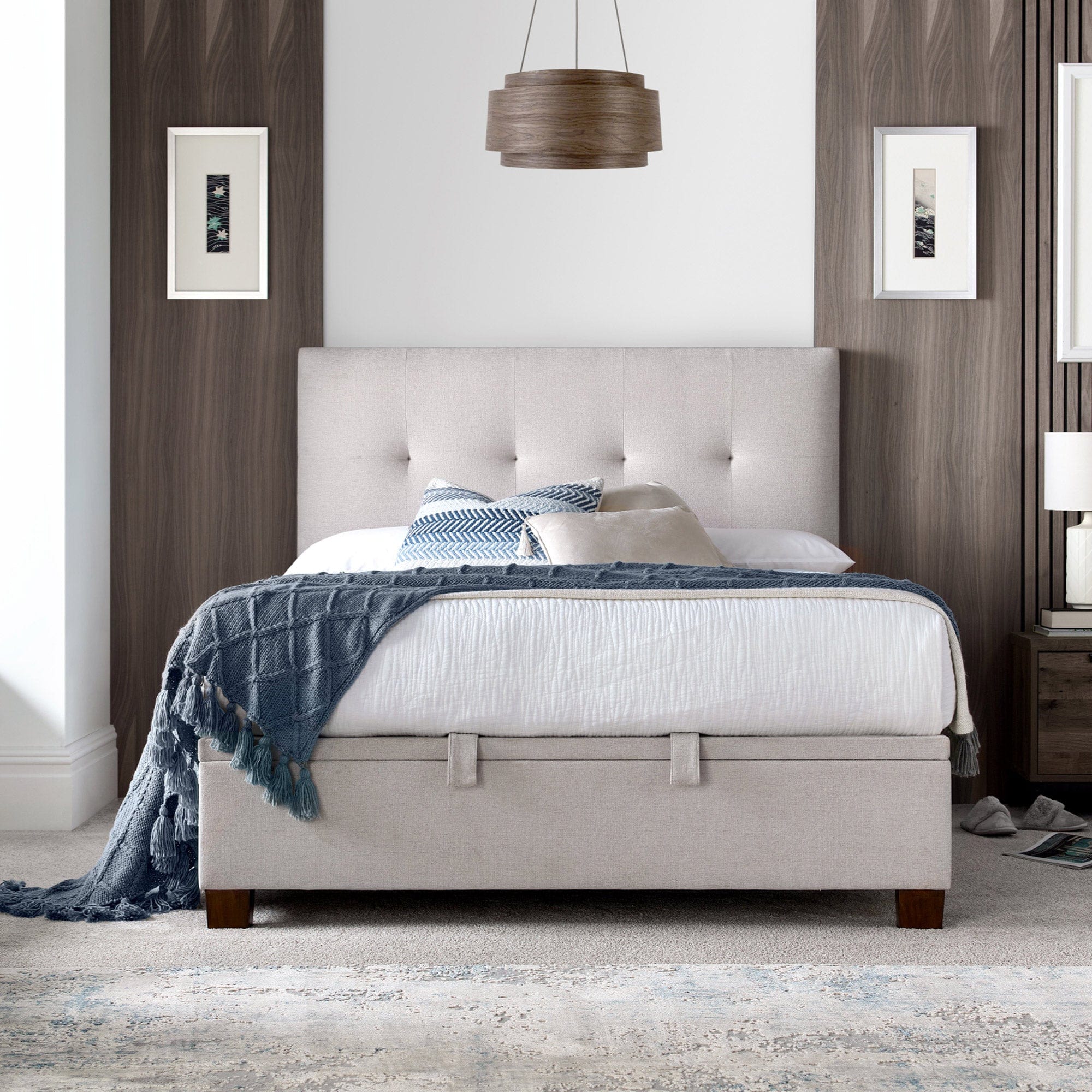 Nicola - Ottoman Bed Frame In Fabric Maskat Clay 180cm (Super King)