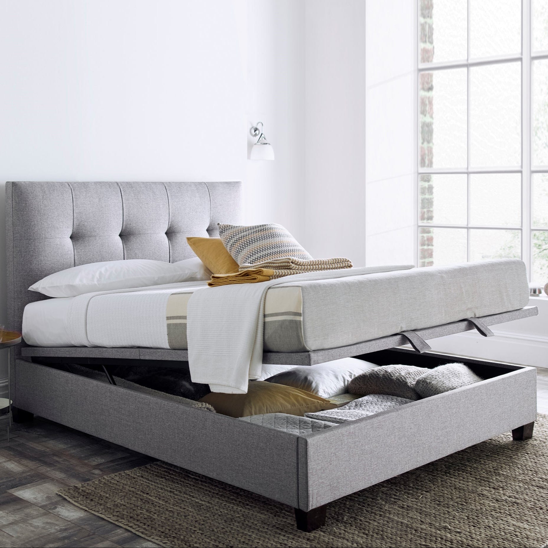 Nicola - Ottoman Bed Frame, Grey