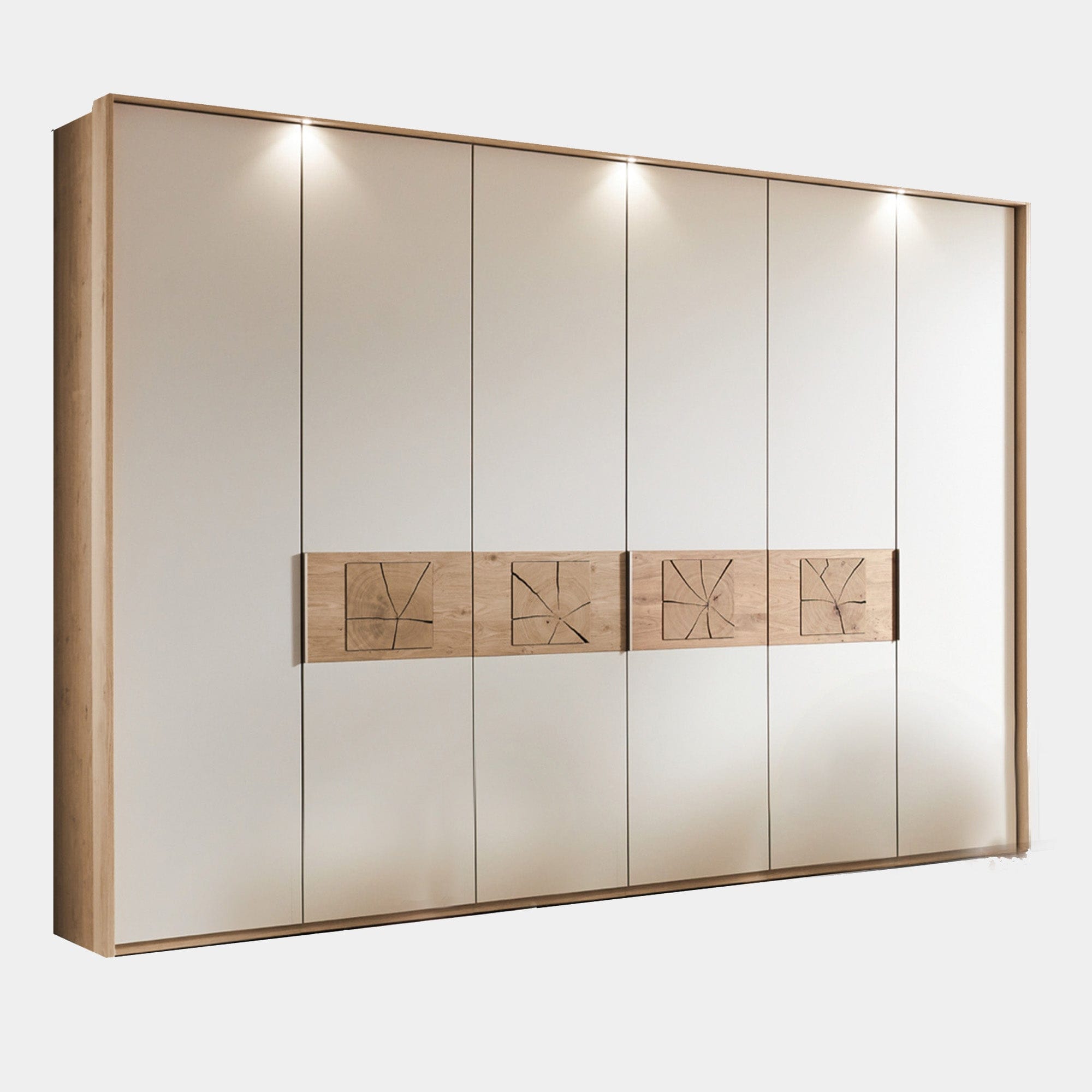 Ontario - 50cm LH Hinged 1 Door Robe 229.4cm H In Balkan Oak & Lacquer Sand