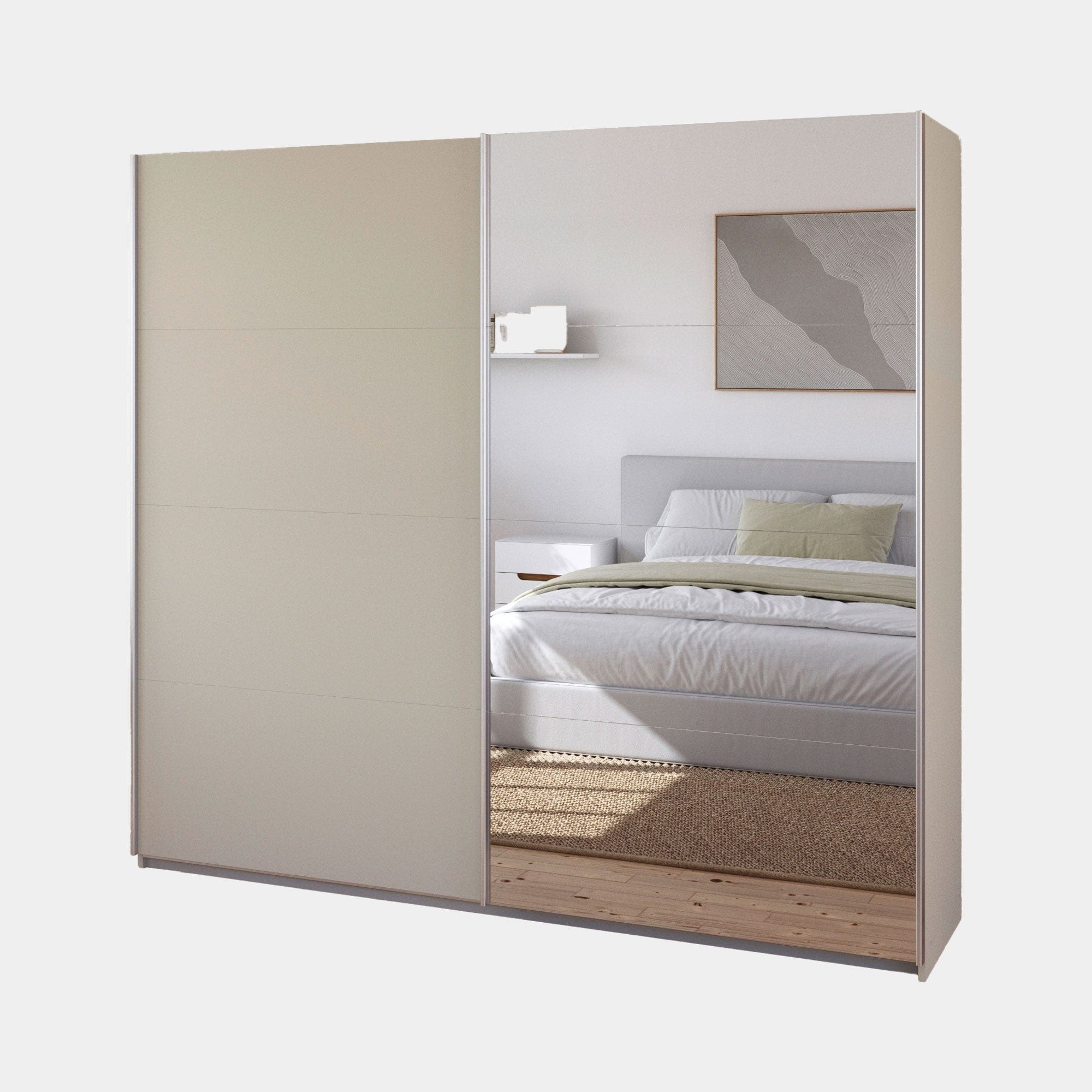 Piave - 5896 181cm 2 Door/1 Mirror Sliding Robe Glass Front in Champagne/Champagne Glass AG498