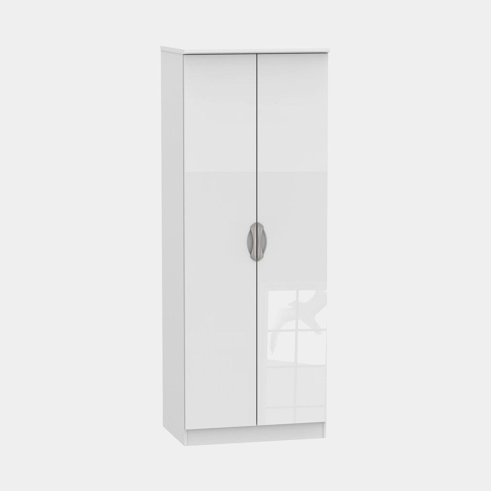 Stanford - Tall Plain Robe White High Gloss Fronts And Base
