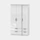 Stanford - Wardrobe With Drawers 111cm 3 Door 4 Drawer White High Gloss