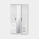 Stanford - Wardrobe With Drawers & Mirror 111cm 3 Door 1 Mirror 2 Small Drawer White High Gloss