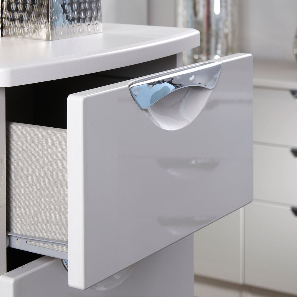 Stanford - 3 Drawer Bedside Chest White High Gloss Fronts And Base