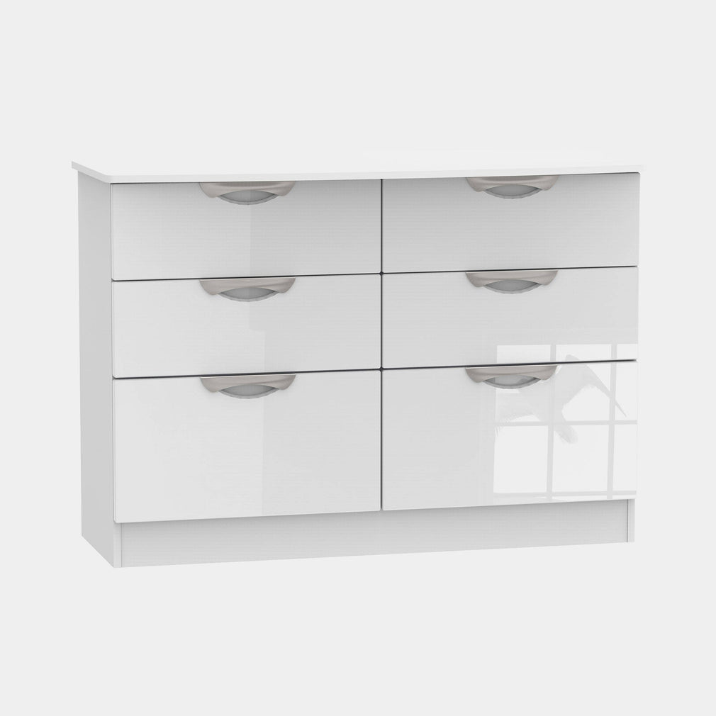 Stanford - 6 Drawer Midi Chest White High Gloss Fronts And Base
