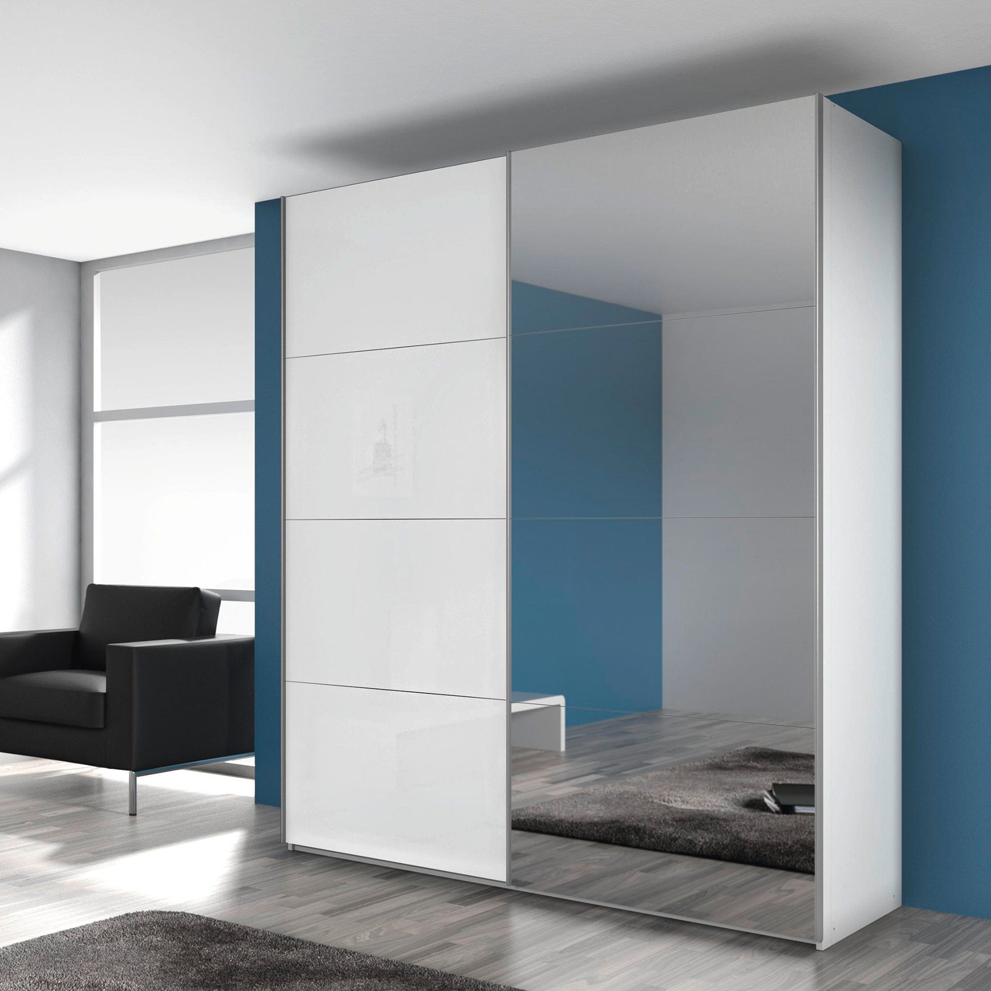 181cm 2 Sliding Door Robe With 1 Mirror Door Inc Interiors