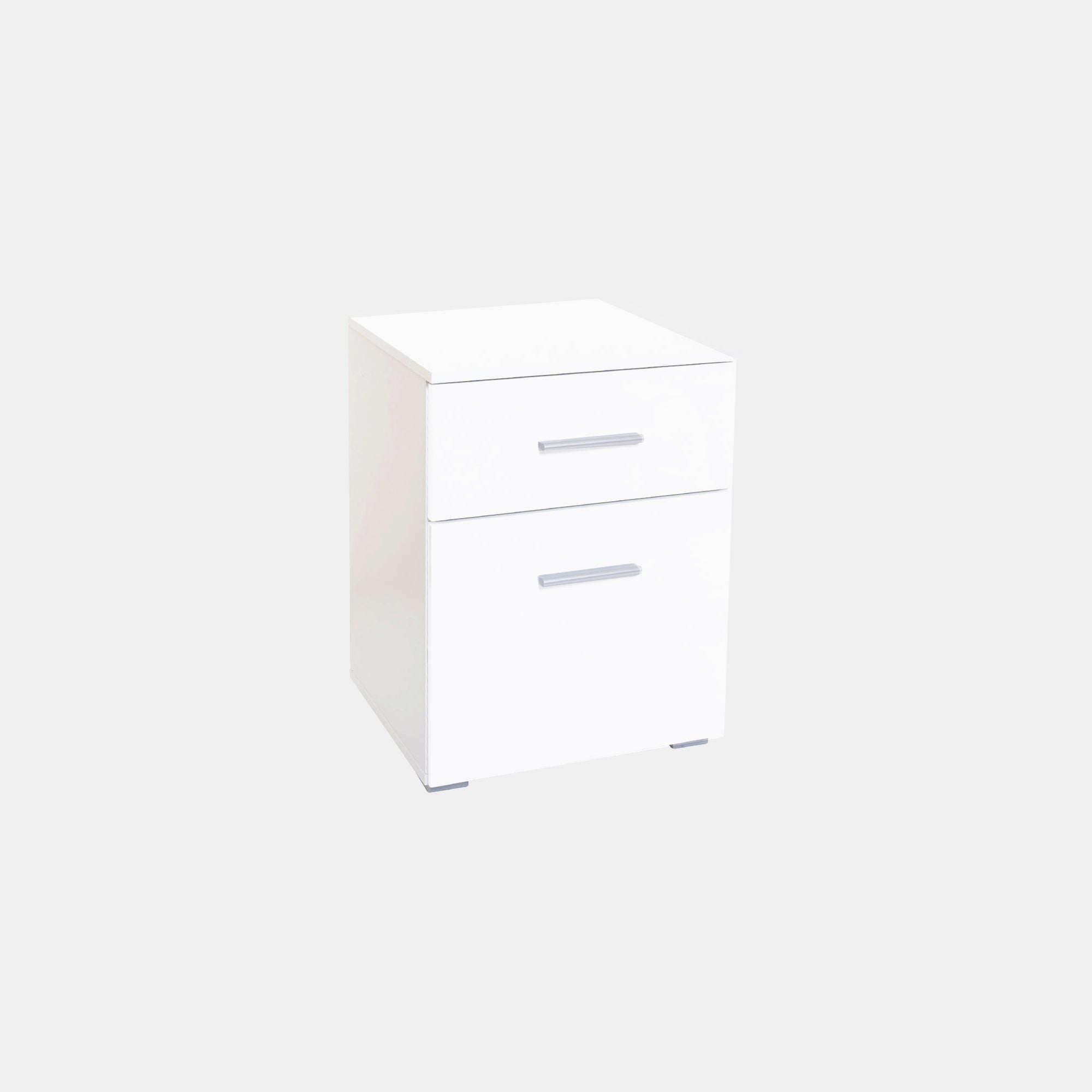 2 Drawer Bedside In AD592 White/White High Gloss (Supplied Packed Flat)