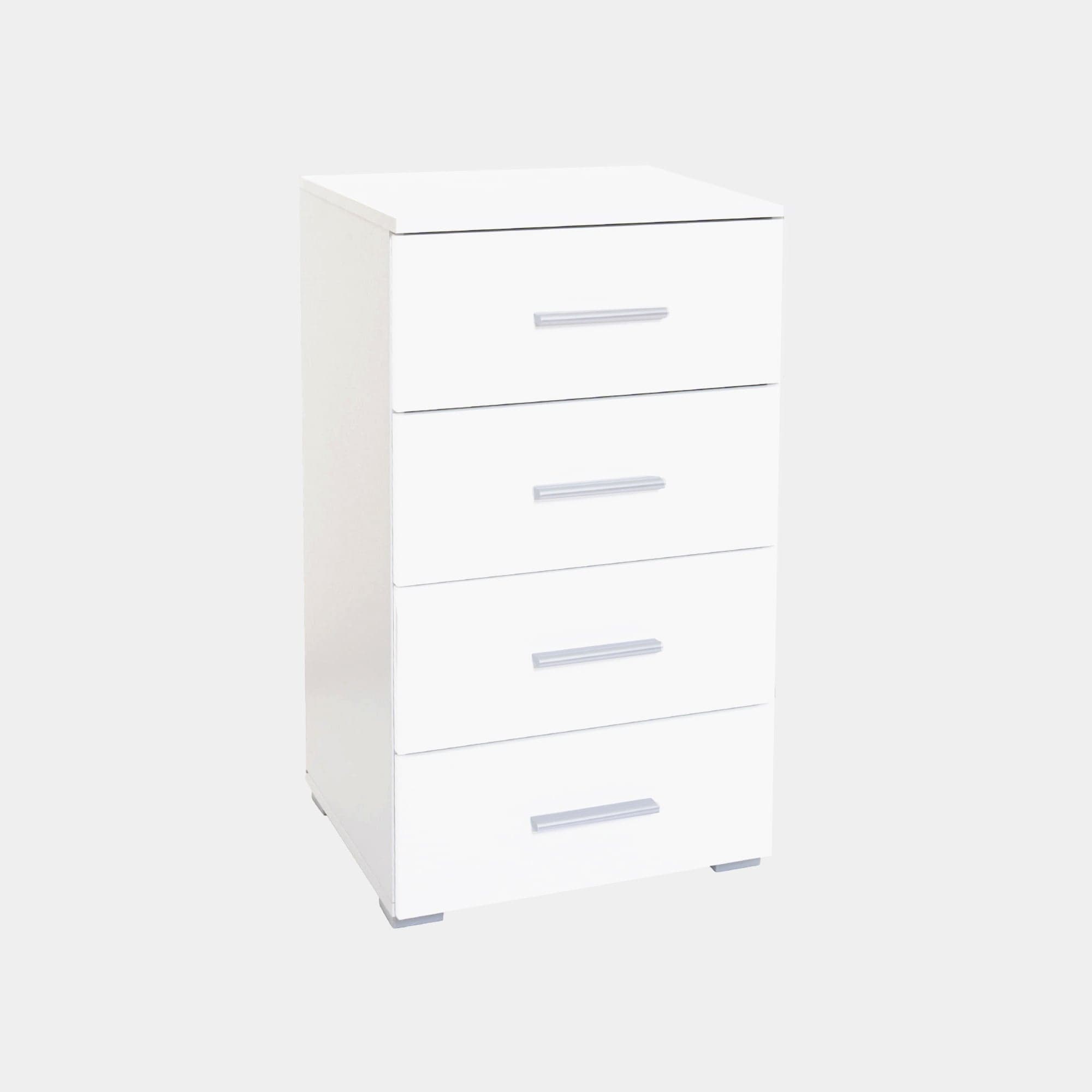 4 Drawer Chest In AD592 White/White High Polish (Supplied Packed Flat)
