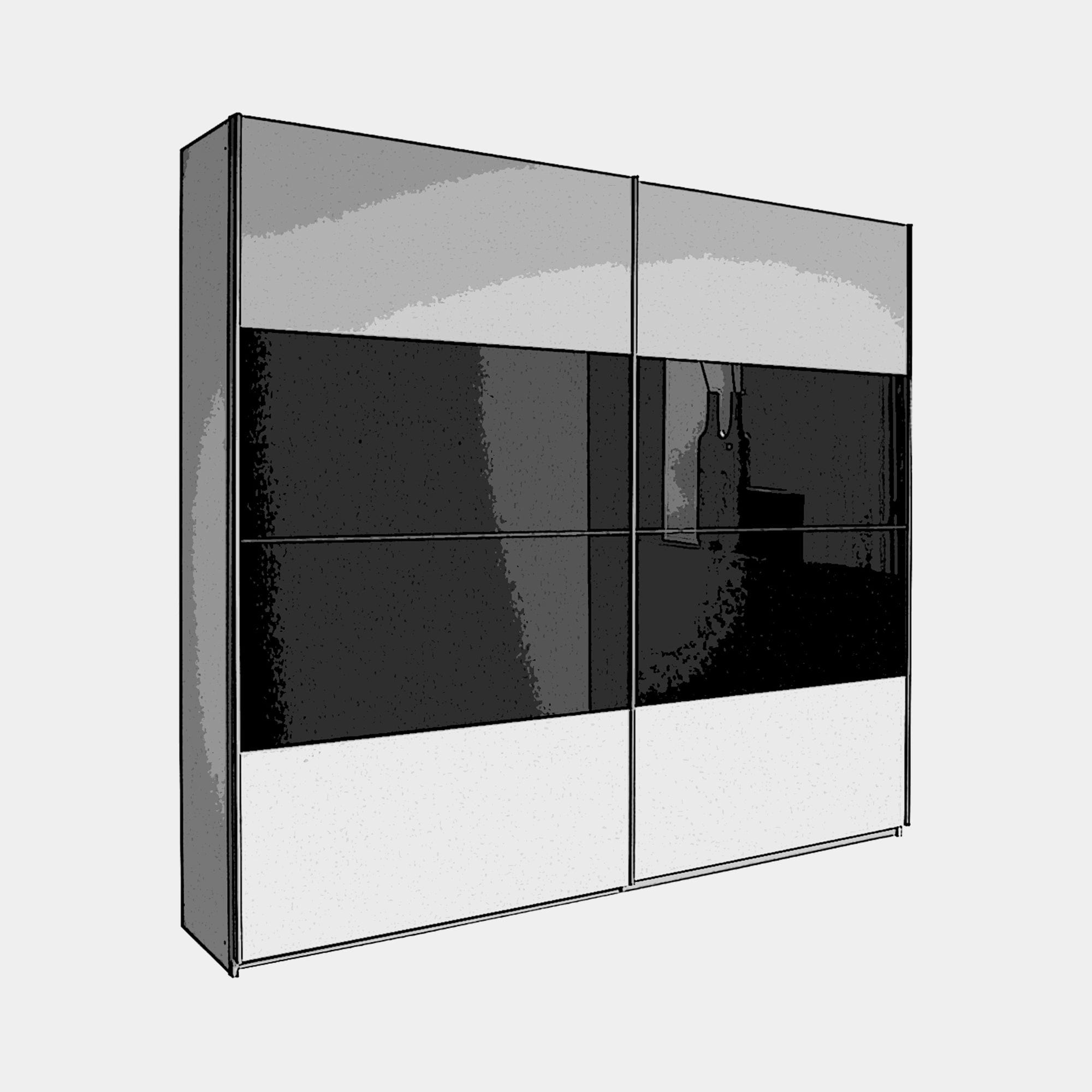 181cm Gliding Door Robe-1 Wooden/1 Glass (Self Assembly Required)