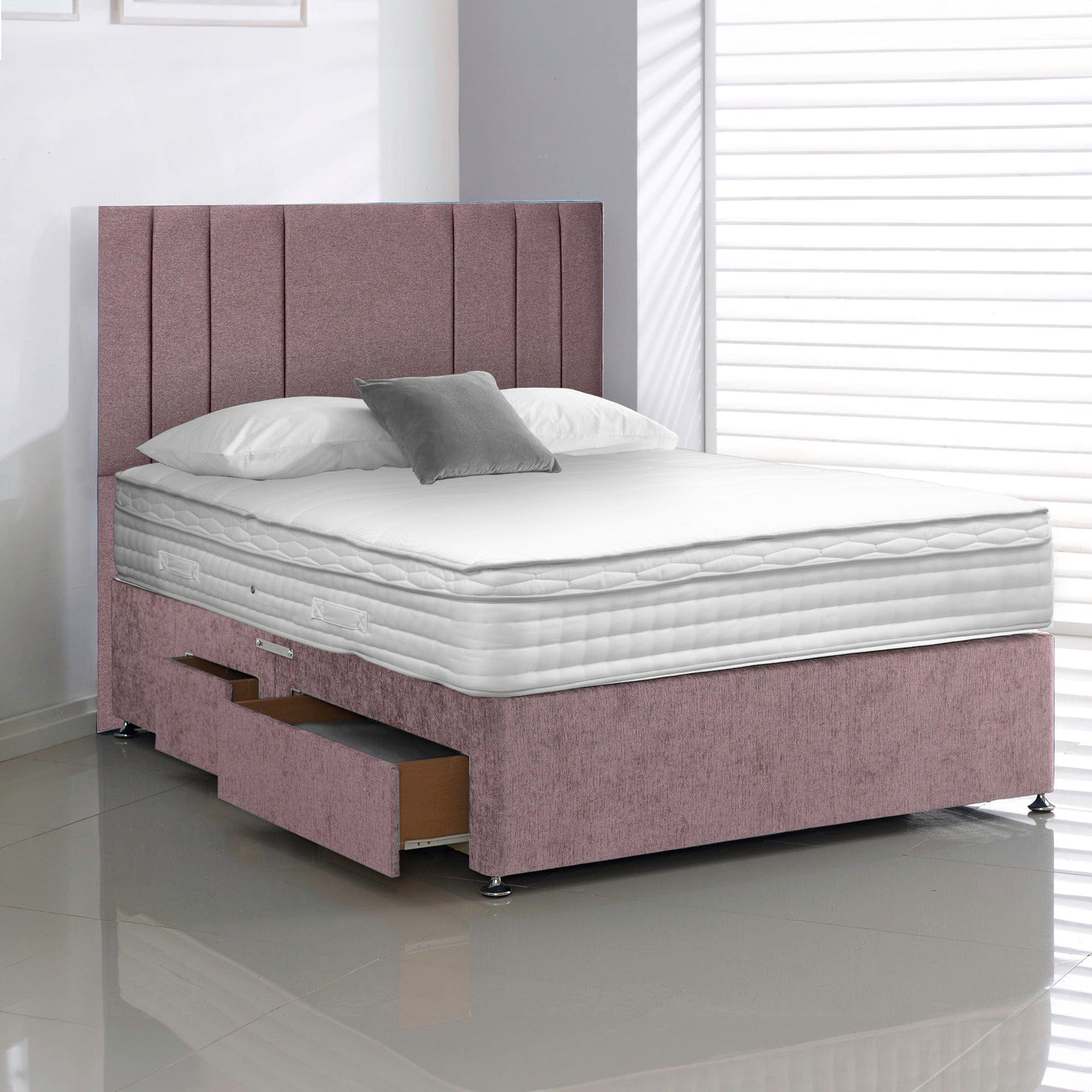 90cm (Single) Non Drawer Divan Set (Including 26"  Strutted Headboard)