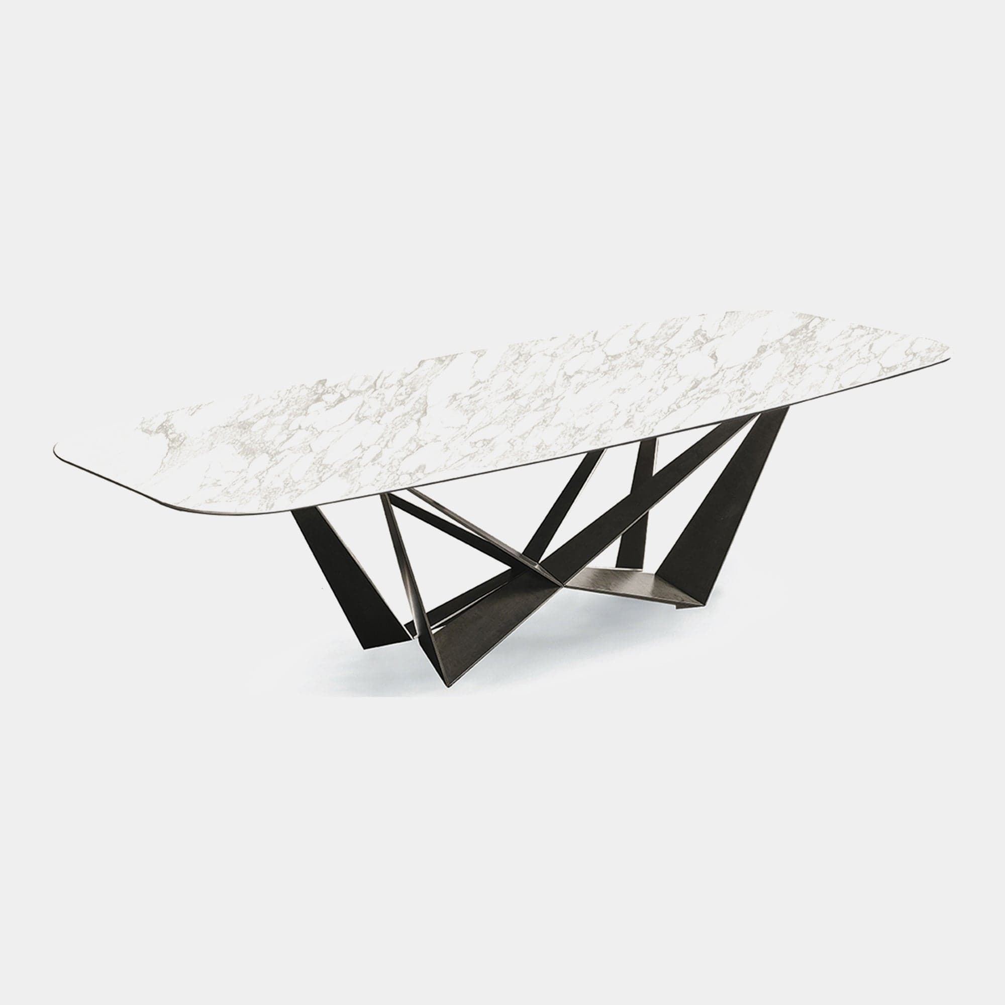 Cattelan Italia Skorpio Keramik - Dining Table Calacatta & Graphite Steel Base Shaped 300 x 120cm