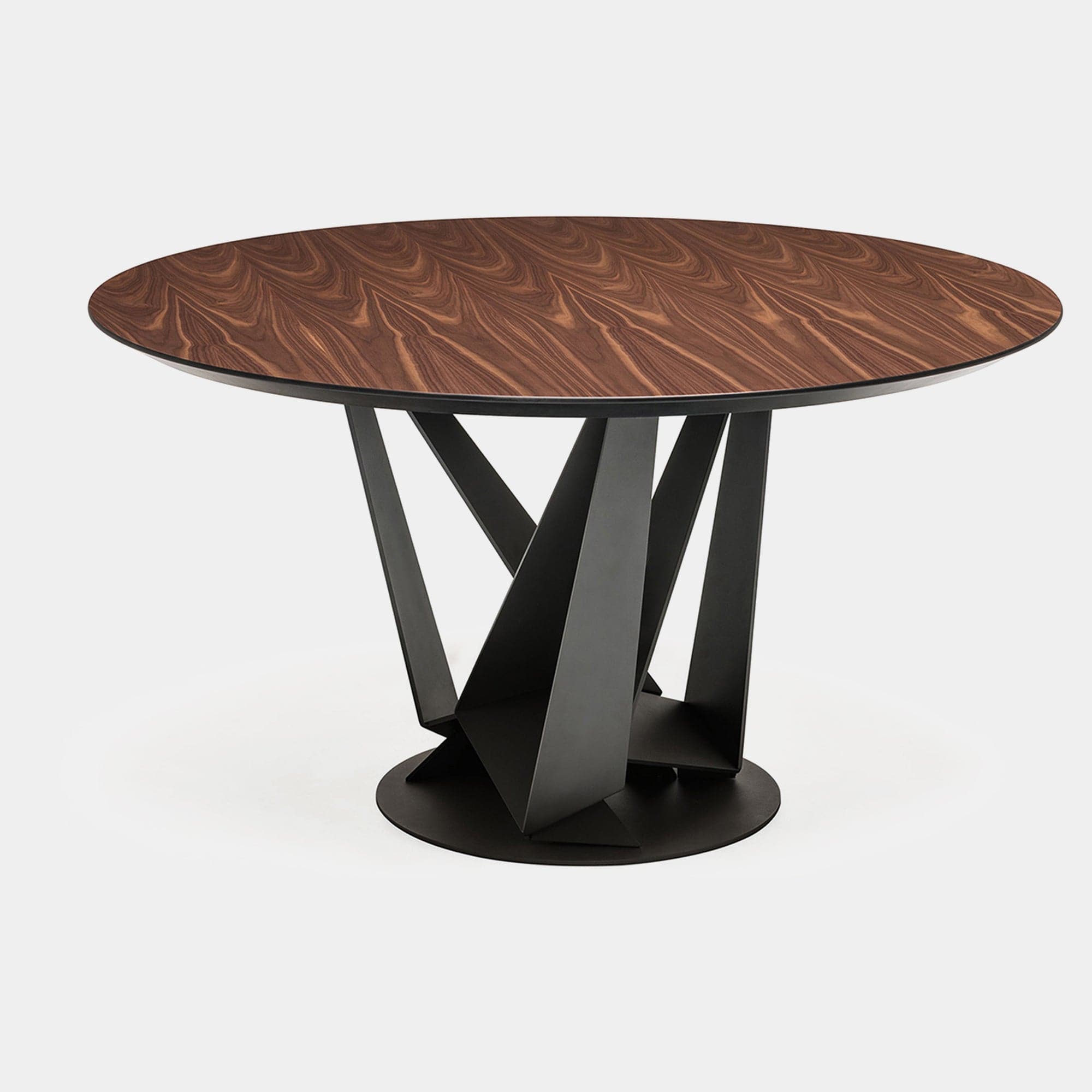Cattelan Italia Skorpio Round - Dining Table With Black Legs & Walnut Top 160cm