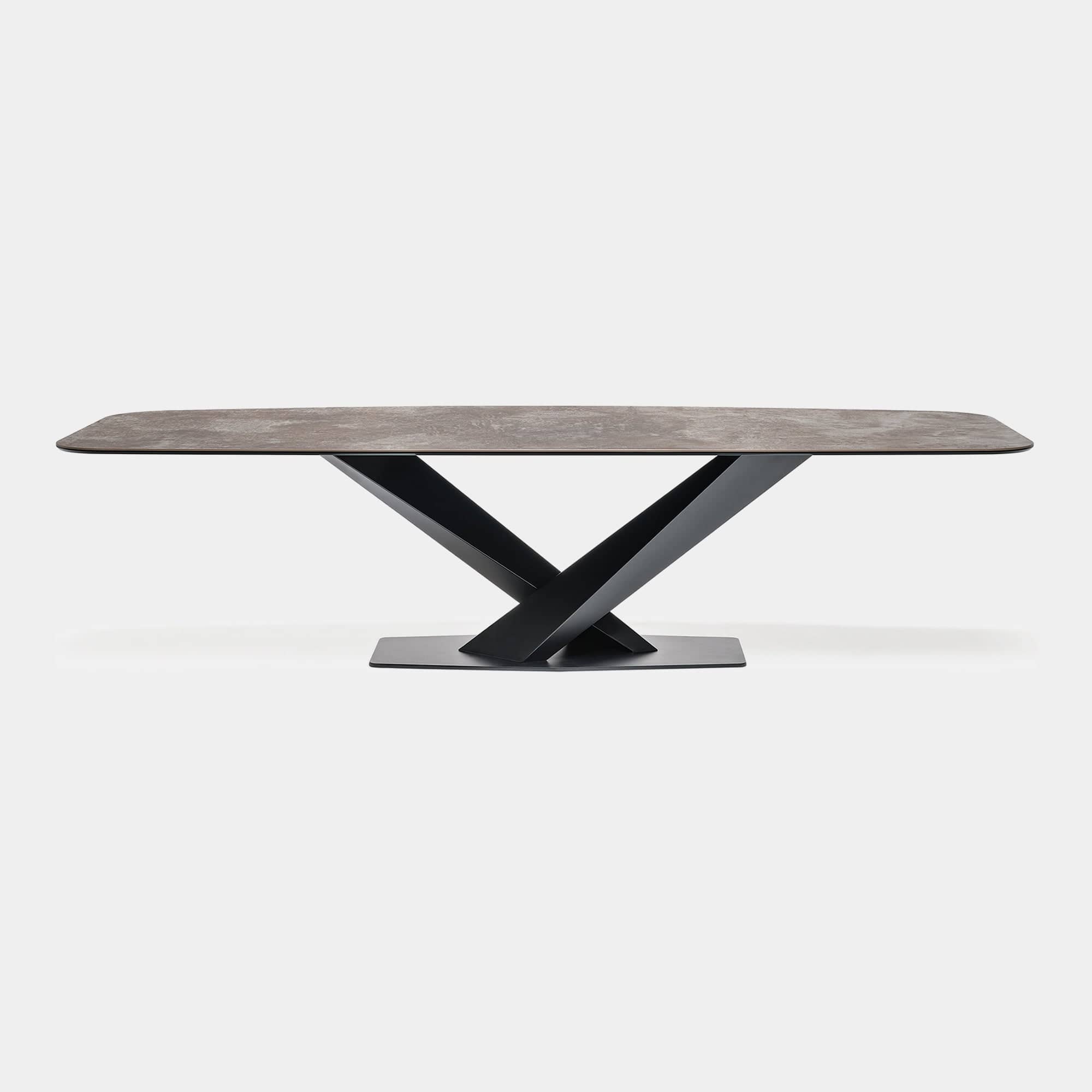 Cattelan Italia Stratos Keramik - D End Dining Table With Black Legs & Ceramic Top 300cm