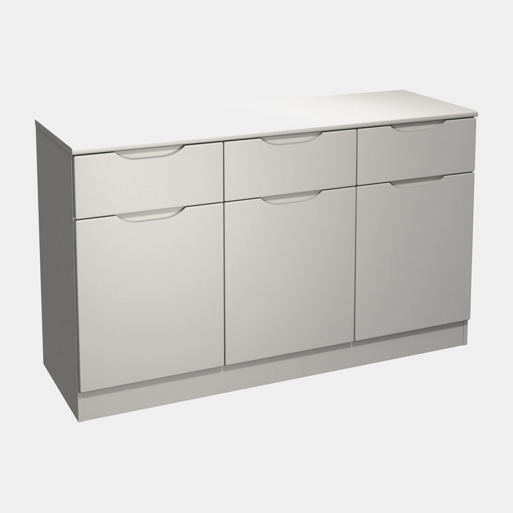 Alton - 3 Door Sideboard With Drawers, High Gloss Light Grey