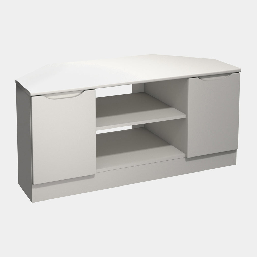 Corner TV Unit in Light Grey High Gloss Finish