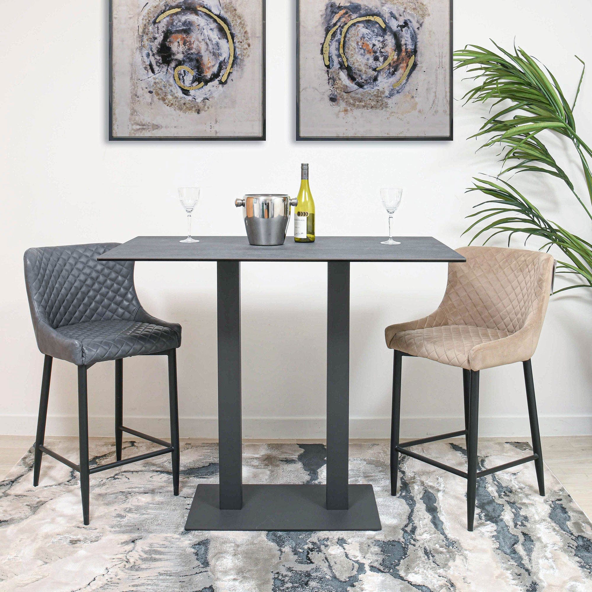 120 x 70 cm Bar Table Grey Ceramic