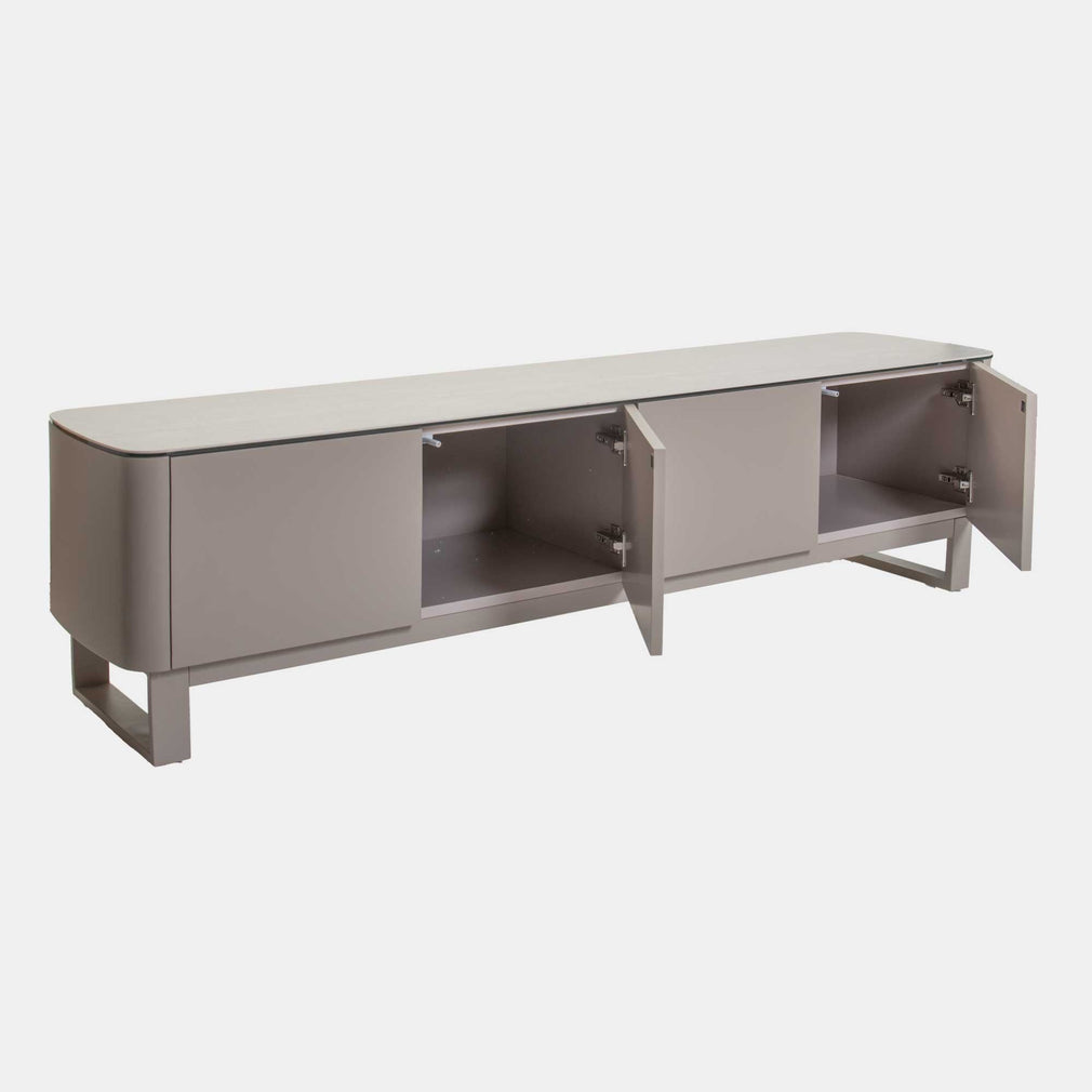 TV Unit In Beige With Salt White Ceramic Top
