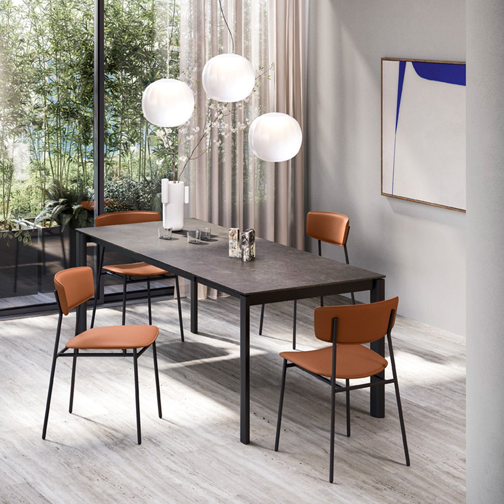 CS4139-R130 130cm Ext Dining Table In P29L Matt Bronze Leg With P14C Ceramic Bronze Top