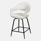 Swivel Bar Stool In White Boucle