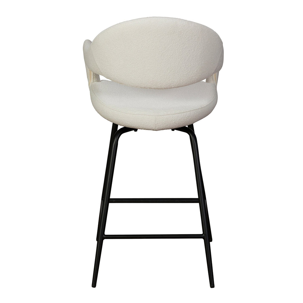 Swivel Bar Stool In White Boucle