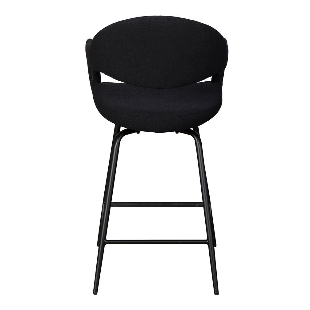 Swivel Bar Stool In Black Boucle