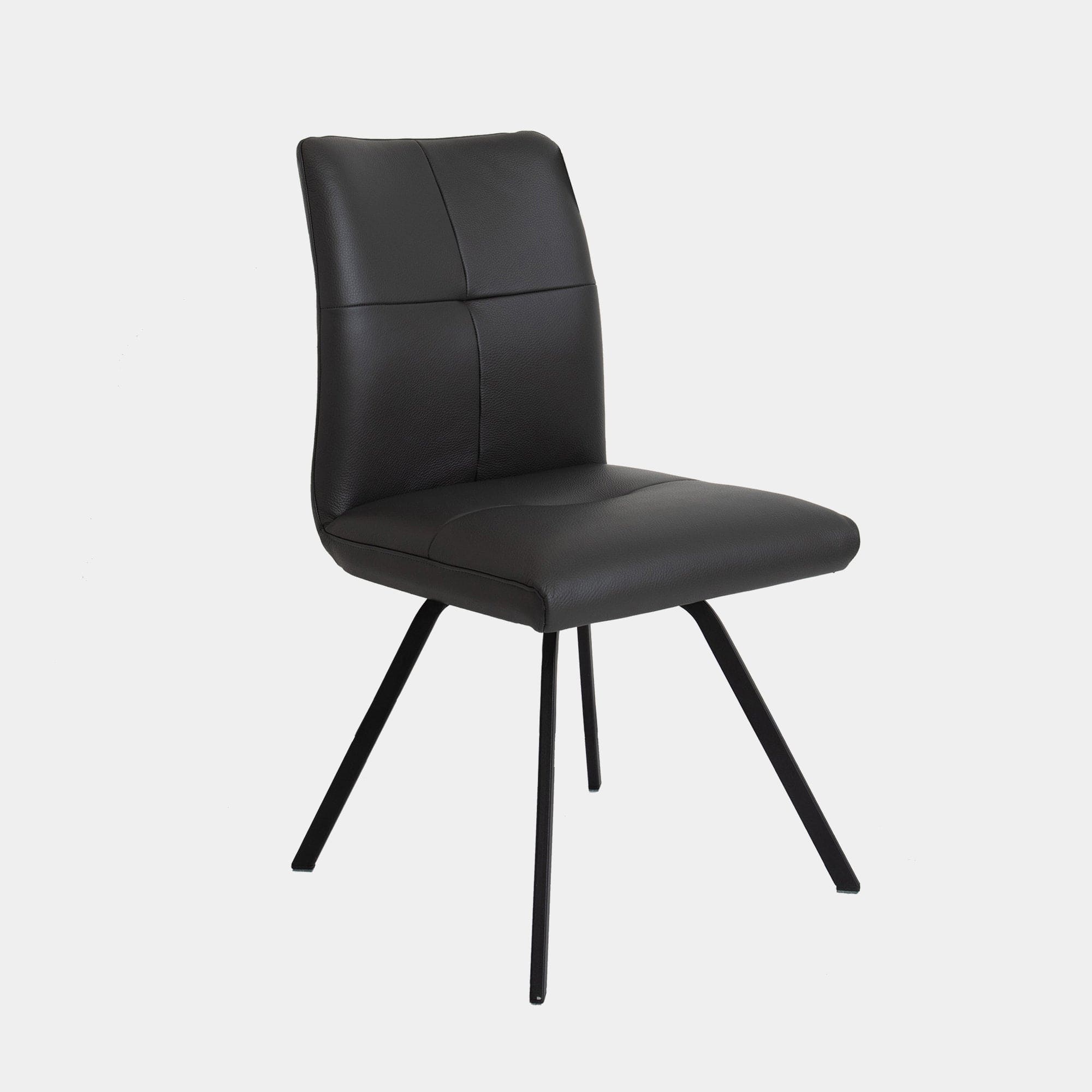 Chair With 'A' Black Metal Leg In Soleda 443 Anthracite Leather