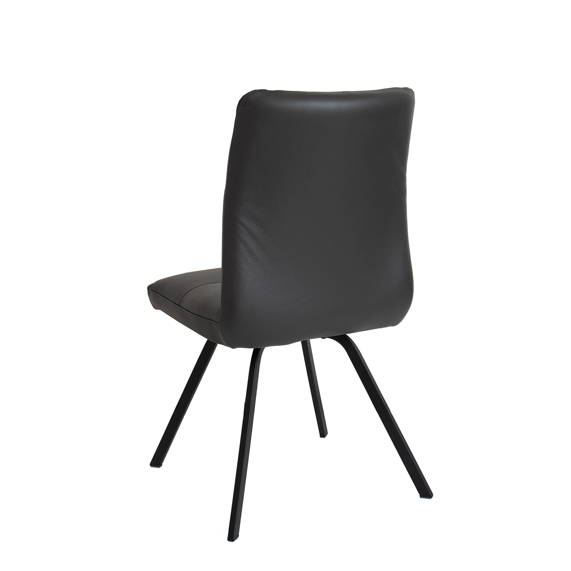 Chair With 'A' Black Metal Leg In Soleda 443 Anthracite Leather