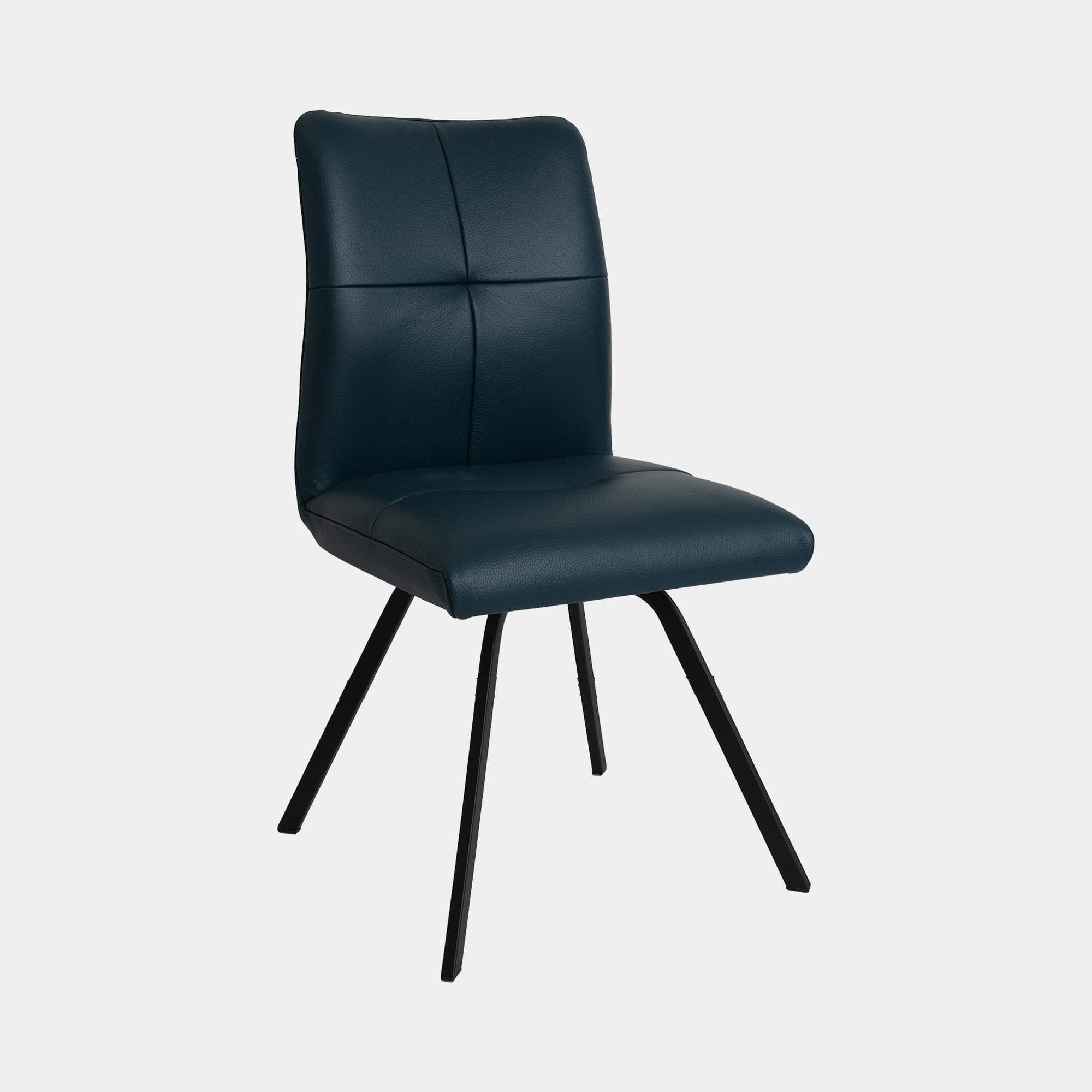 Chair With 'A' Black Metal Leg In Soleda 453 Blue Leather