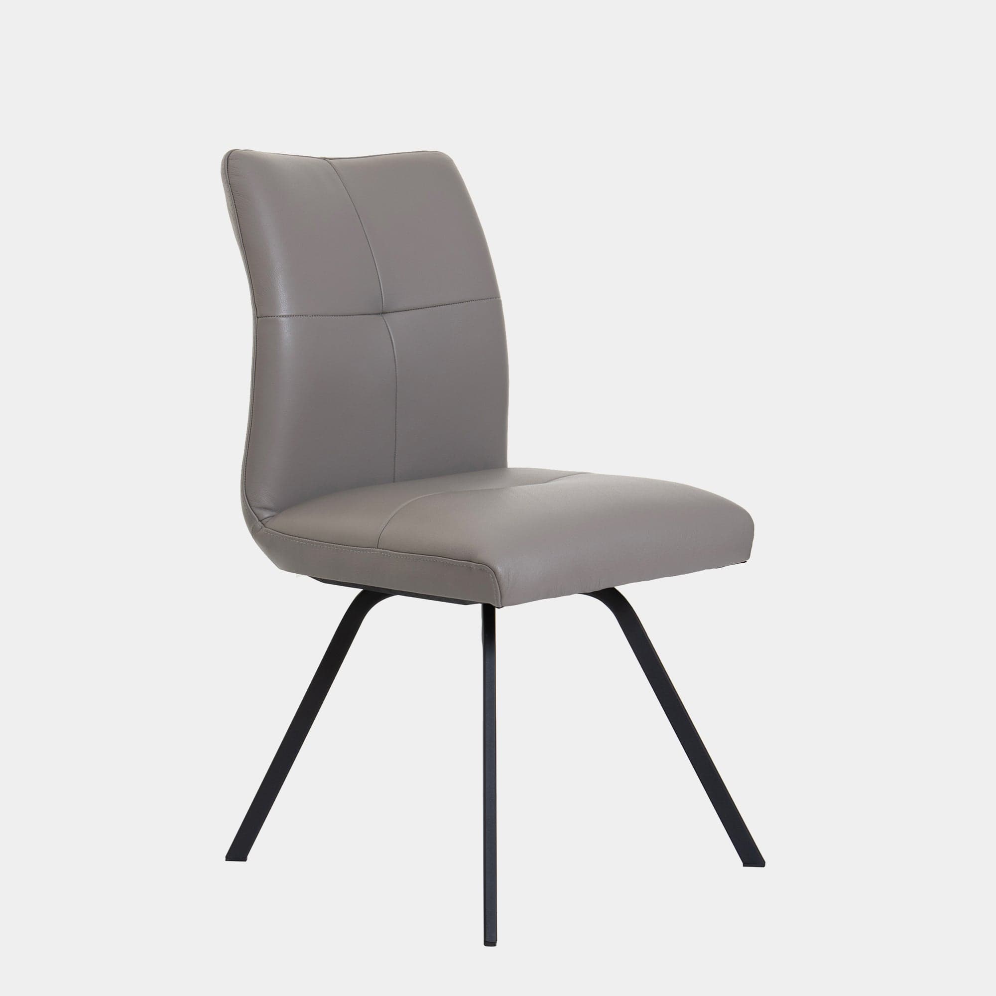 Chair With 'A' Black Metal Leg In Semi 378 Light Grey Leather