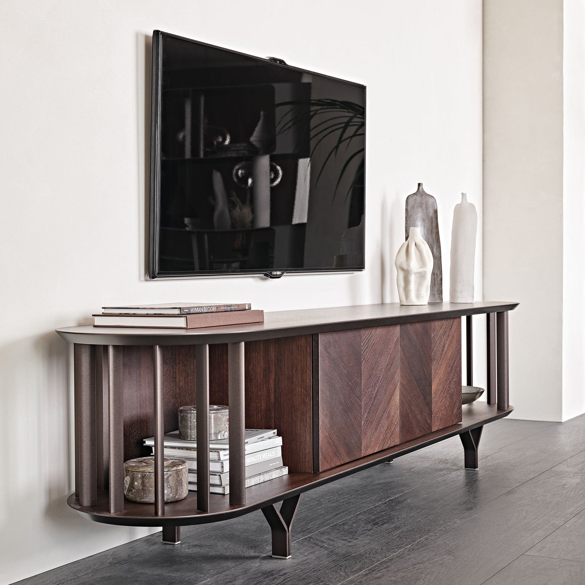 Costes - TV Unit Metal Inserts & Base Wooden Frame 226cm x 61cm H