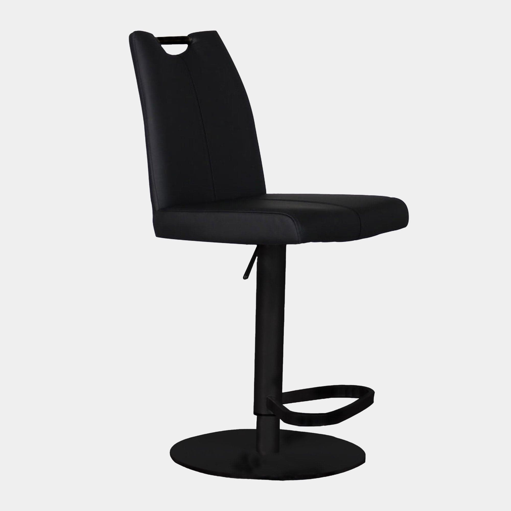 Ede - Black PU Bar Stool With Black Metal Base