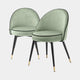 Eichholtz Cooper - Dining Chair Set Of 2, Fabric Savona Pistache Green Velvet Roche Black Piping