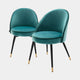 Eichholtz Cooper - Dining Chair Set Of 2, Fabric Roche Turquoise Velvet Roche Dark Green Piping