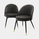Eichholtz Cooper - Dining Chair Set Of 2, Fabric Roche Dark Grey Velvet Black Velvet Piping