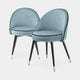 Eichholtz Cooper - Dining Chair Set Of 2, Fabric Savona Blue Velvet Roche Black Piping