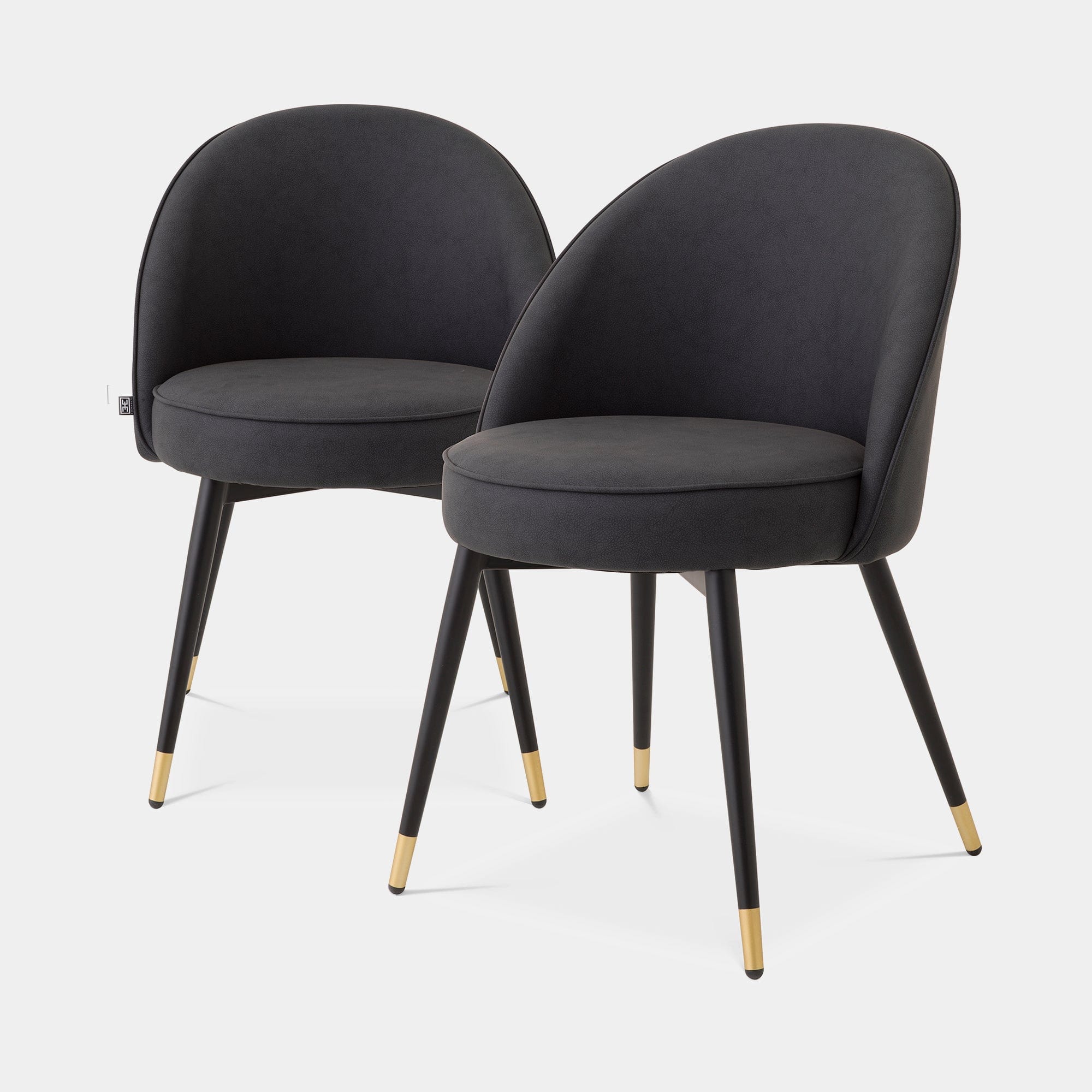 Set Of 2 Dining Chairs Grey Faux Leather