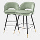 Eichholtz Cliff - Set Of 2 Counter Stools In Savona Pistache Green Velvet